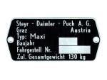 Typenschild Puch Maxi N